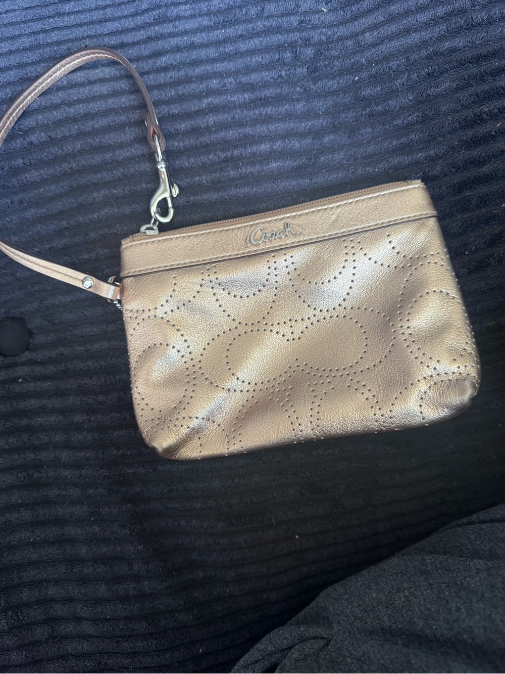 Coach Metallic Gold Perforated Wristlet
